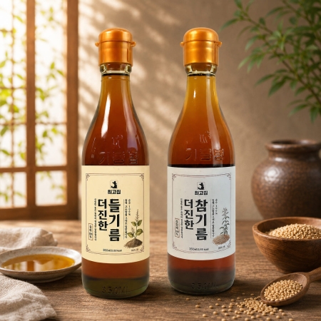 저온압착 통원물 더진한 참기름 들기름 350ml