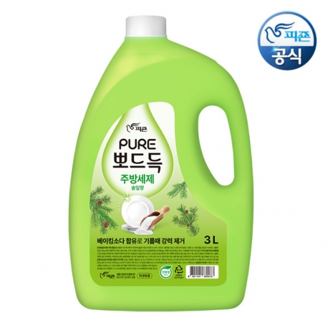 [피죤]퓨어 주방세제 대용량 솔잎/자몽/레몬3L