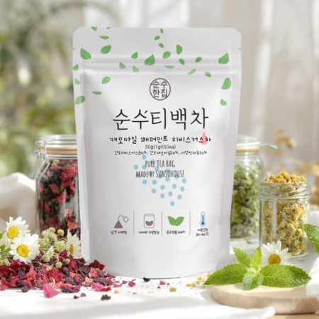 [순수티백]순수한집  캐모마일 페퍼민트 히비스커스차 티백 1팩 50개입