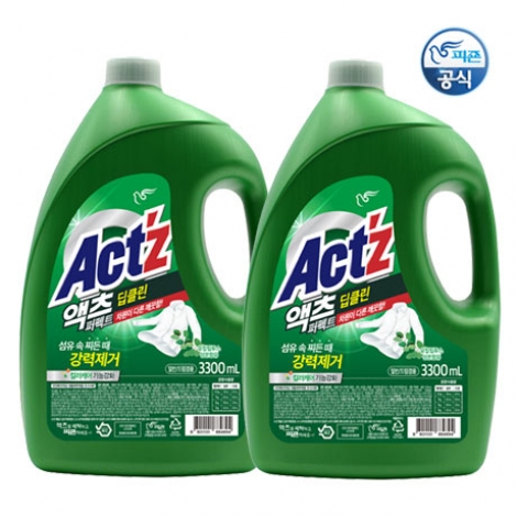 액츠 퍼펙트 세탁세제 딥클린 3.3Lx2 (일반드럼겸용) 