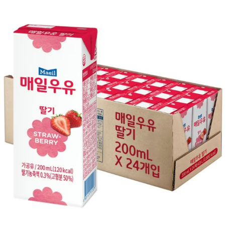 [매일유업] 멸균) 매일우유 초콜릿 / 매일우유 딸기 200ml (24입)_택1