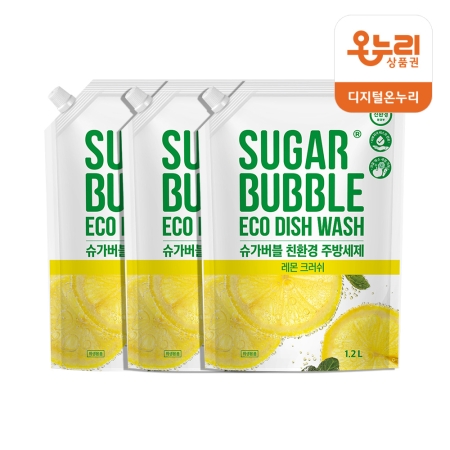 [슈가버블] 친환경 주방세제 레몬 크러쉬 1.2L x 3