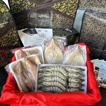 [명절선물SET-2] 반건조오징어10미+손질통오징어4미+블랙타이거새우10미