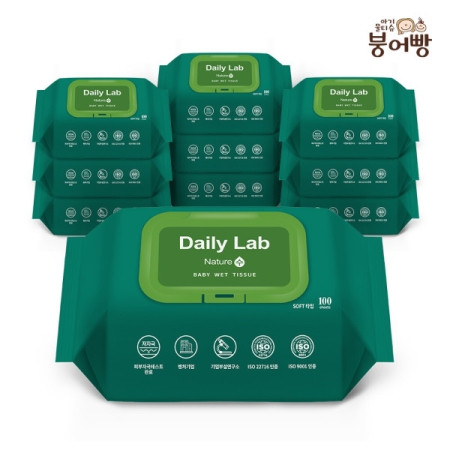붕어빵 데일리랩 네이쳐 수 물티슈 100매*10팩